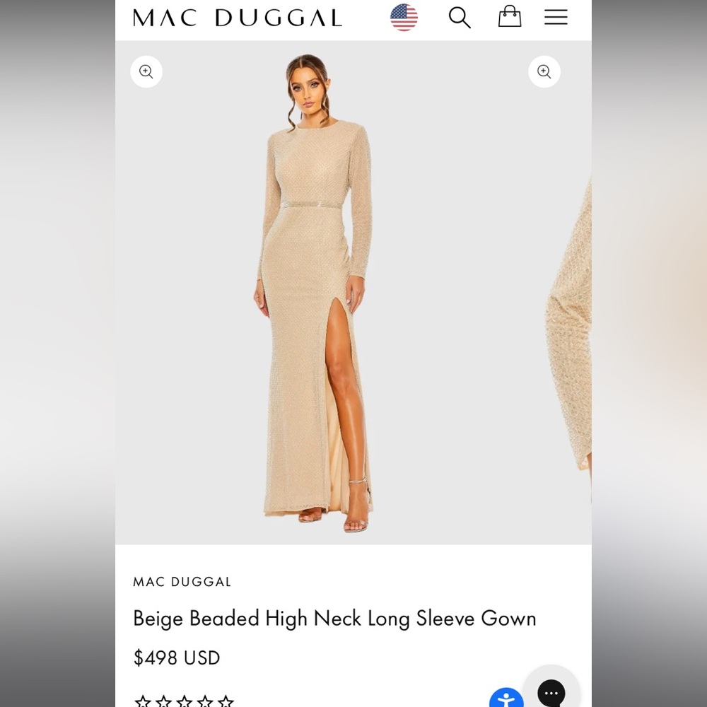 Mac Duggal Champagne Beaded Gown 6